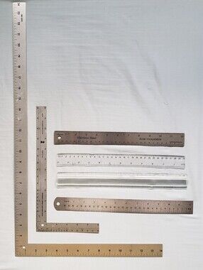 📏 Ruler Bundle Lot of 6 – 4 Straight Rulers + 2 L-Shaped Square Rulers